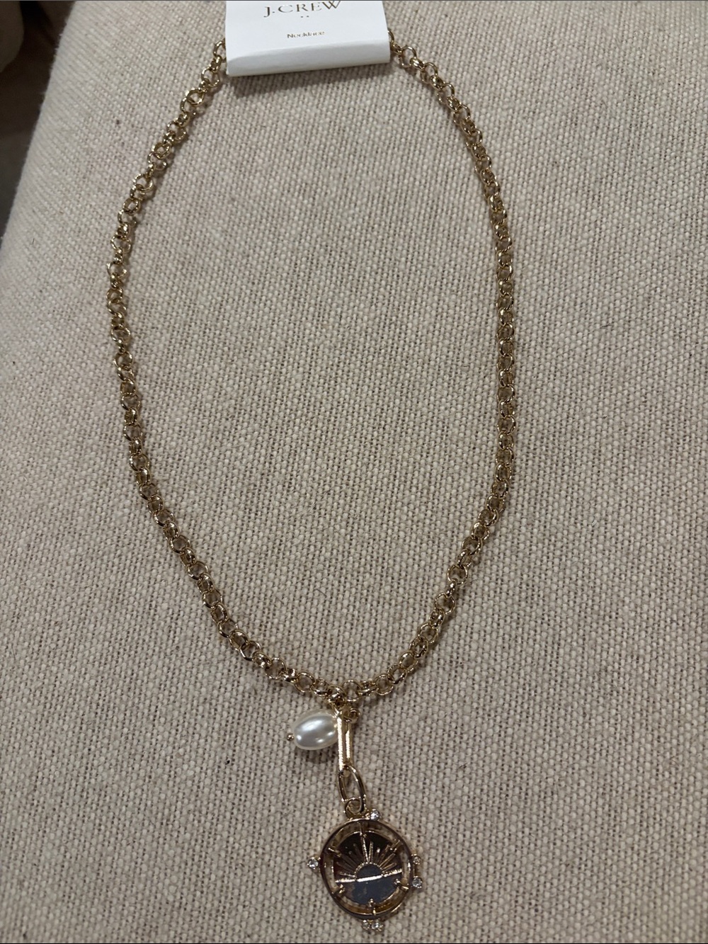 J. Crew Gold Pearl and Coin Charm Necklace/NWT - Picture 4 of 9